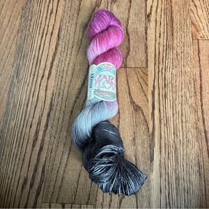 Yarn Love Jane Austen Wool Stellina Pink Gray Fingering Hand Dyed Knit Crochet